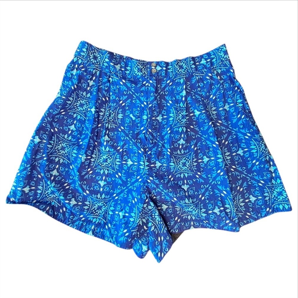 Maeve Anthropologie Blue Boho Medallion Print Smocked Waist Shorts Size 14
